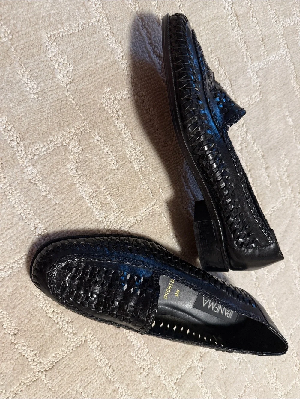 Ipanema Black Woven Leather Flats